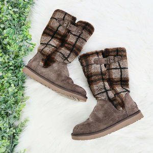UGG Katerina Plaid Sheepskin Shearling Boots Sz 8